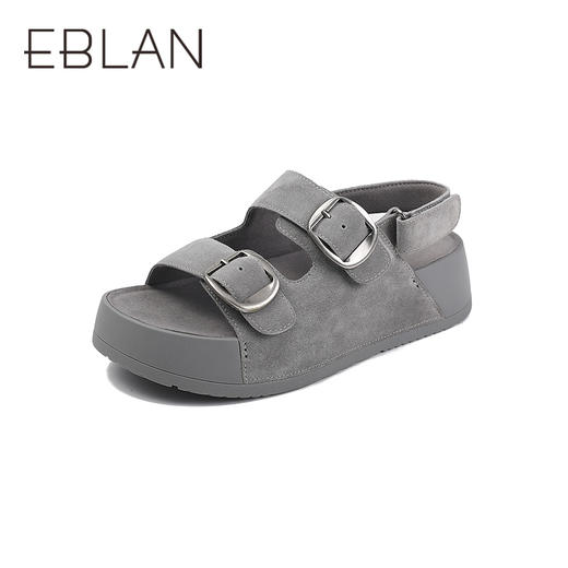 伊伴夏季懒人勃肯牛绒鞋面松弛厚底慵懒感凉鞋B25383308 商品图0