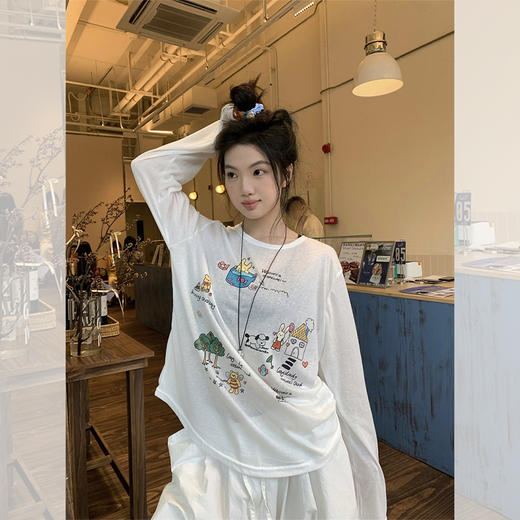<曾小咸推荐> 彩绘卡通长袖罩衫T  商品图0