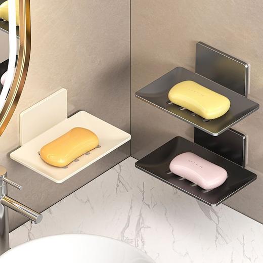 简约沥水不锈钢肥皂盒挂壁粘胶壁挂式香皂盒免打孔挂墙肥皂碟架 商品图4