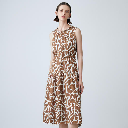 EITIE爱特爱夏季新款收腰显瘦通勤百搭a字印花连衣裙7807545 商品图2