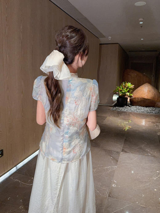 张心子【双生花】新中式气质优雅国风旗袍连衣裙 U2504063 商品图5