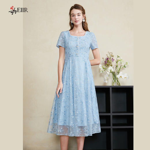 司歌蕾丝刺绣短袖中长裙收腰A911303X 商品图3