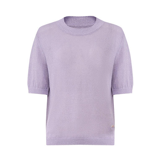 【2件9折】【Petit Bari】(多色)简约百搭圆领和纸纱短袖上衣针织 商品图4