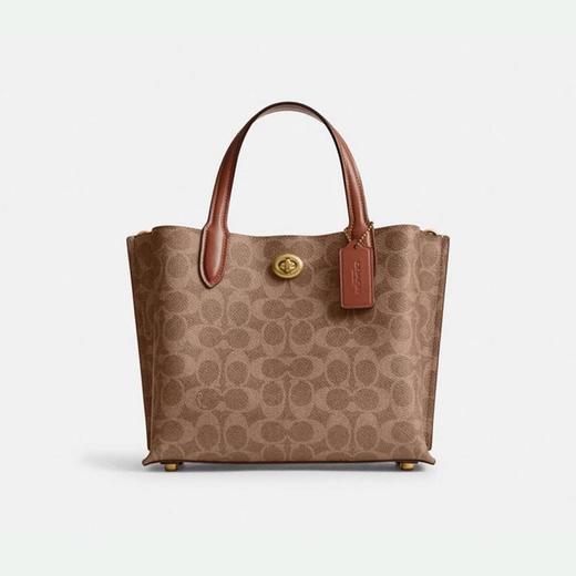  【下单赠香奈儿香水小样随机】 【礼盒礼袋】COACH/蔻驰女士经典标志老花WILLOW24号托特包 香港直邮 商品图3