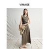 VIMAGE纬漫纪亚麻T恤法式无袖显瘦上衣女夏季新款V2313936 商品缩略图0