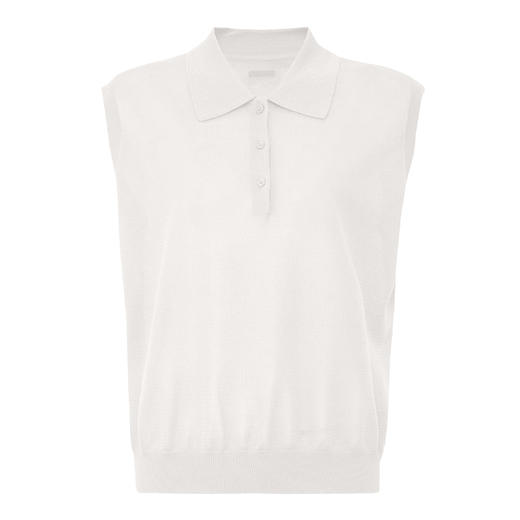 【2件9折】【Petit Bari】(多色)POLO领莱赛尔亚麻无袖针织上衣 商品图3