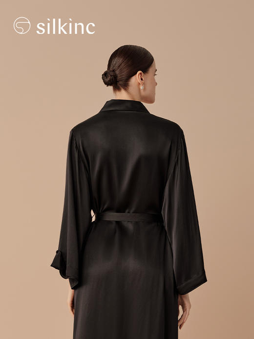 丝所｜24H030A 重磅真丝苍穹黑袍家居长袍［ 黑 ] 商品图3