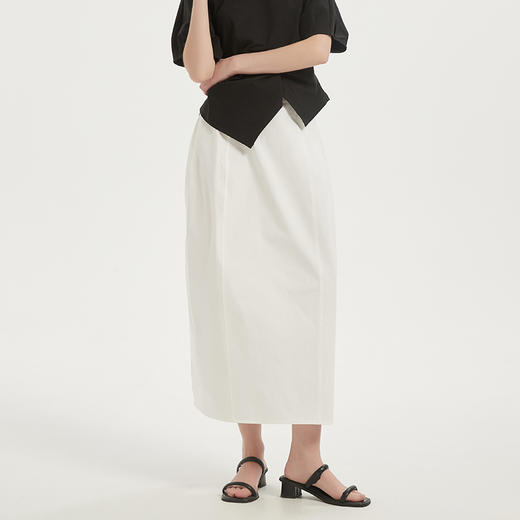 【2件9折】【Petit Bari】(多色)时髦廓型花苞开衩半身裙（附皮带） 商品图1