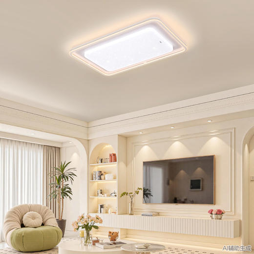 欧普（OPPLE）心晴客厅奶油风满天星线面吸顶灯套餐 商品图4