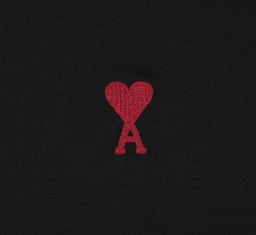 AMI 男女通款 质感舒适 针织红心刺绣logo全棉短袖T恤 12373 商品图3