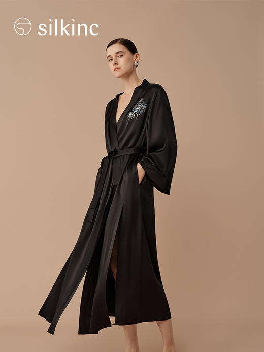 丝所｜24H030A 重磅真丝苍穹黑袍家居长袍［ 黑 ] 商品图1