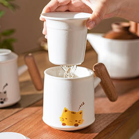 摩登主妇泡茶杯办公室水杯个人专用陶瓷杯子马克杯茶具茶水分离杯