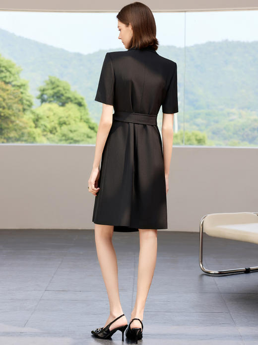 绑带收腰黑色西装连衣裙女高级感气质 商品图4