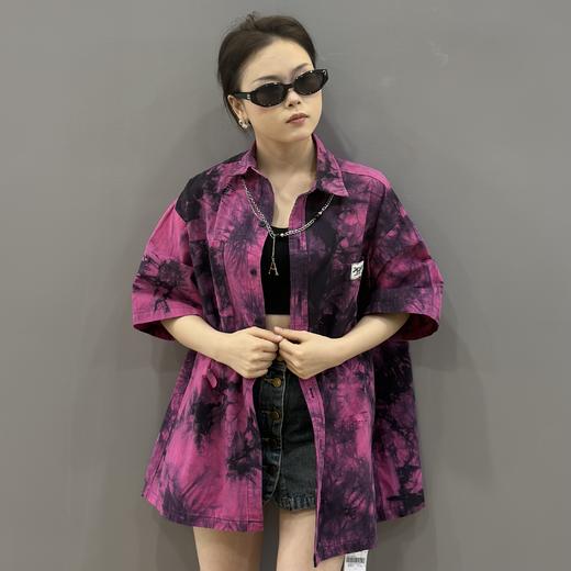 NAS立领带项链扎染短袖衬衫50403夏季025682011231 商品图0