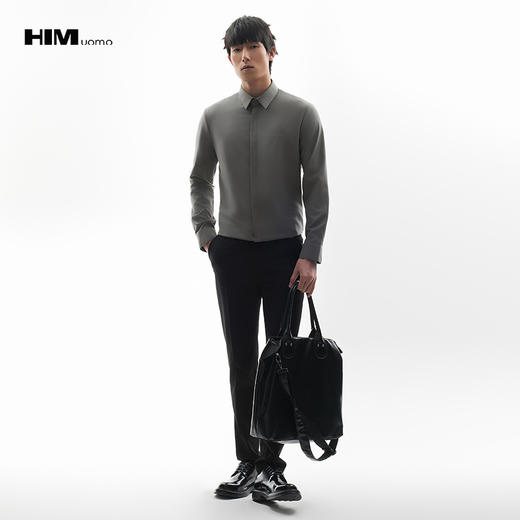 HIM漢崇 高级感职场商务正装男士舒适简约斯文长袖衬衫 2026春季 商品图1