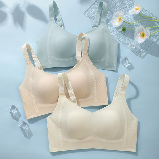 【298选3】A1-【A-C杯】【超薄凉感兔耳洞洞杯】夏季薄款大胸显小无痕内衣女防凸点文胸罩  玉白花清【小胸-光面】 商品图10