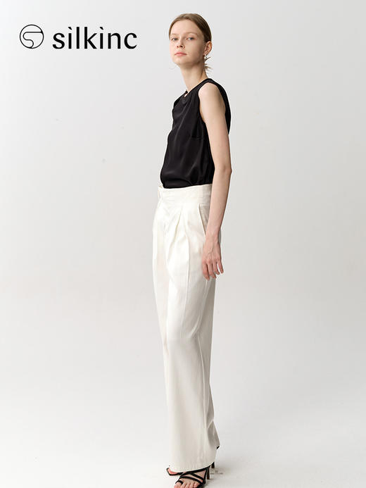 丝所｜S23G025 惊鸿斜襟丝棉宽松长裤［ 白 ] 商品图4