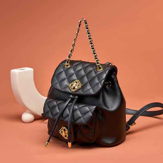 【预售3天】新品女包菱格双肩包包女2025新款时尚高级感书包小背包GZ2059 商品图2