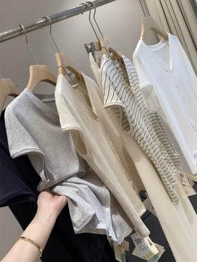 老米优品🎈 3-5天！超值！天丝+亚麻+棉《针织亚麻V领纽扣T》巨凉快，透气，品质款~ T250516A