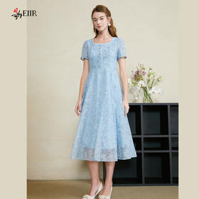司歌蕾丝刺绣短袖中长裙收腰A911303X