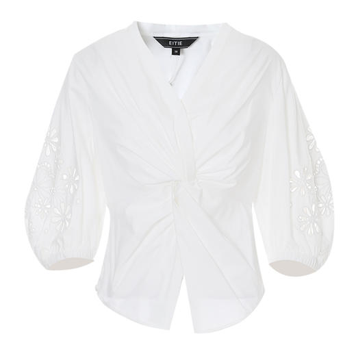 EITIE爱特爱夏季新款气质修身V领扭结设计上衣7713409 商品图9