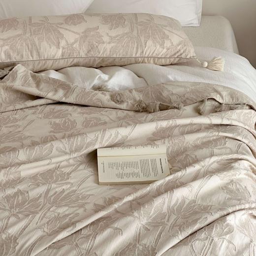 自然醒回归本真棉麻系列盖毯抱枕剪花流苏侘寂风高级感肌理纹提花午睡沙发巾空调休闲毯子MT 商品图1