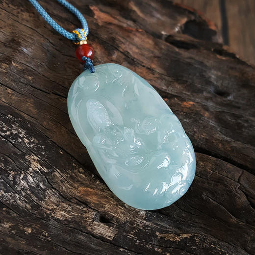 【天然正品】A货翡翠天然无杂裂冰种观音造型翡翠（平安、吉祥）吊坠项链50.0*29.4*8.9MM（皆取最大值）中性款 特价：1880！060525NJM10 商品图2