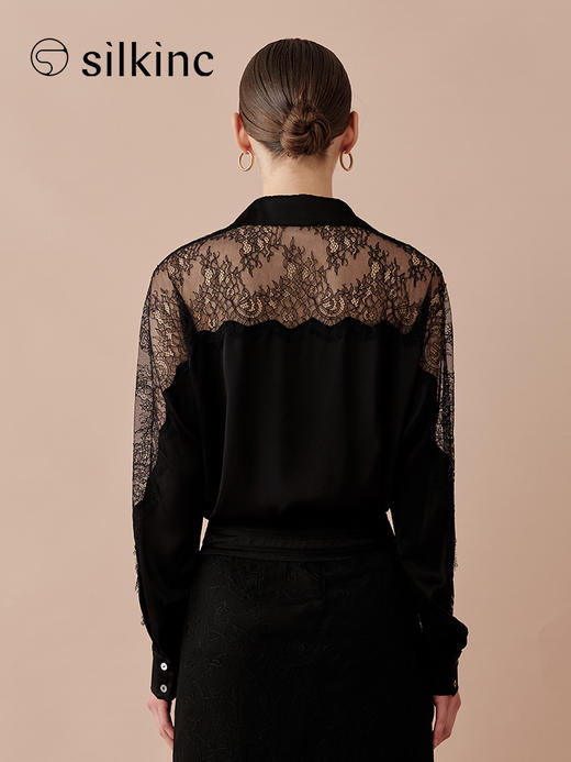 丝所｜24W020A  丝路系列-蕾丝衬衫［ 黑 ] 商品图3