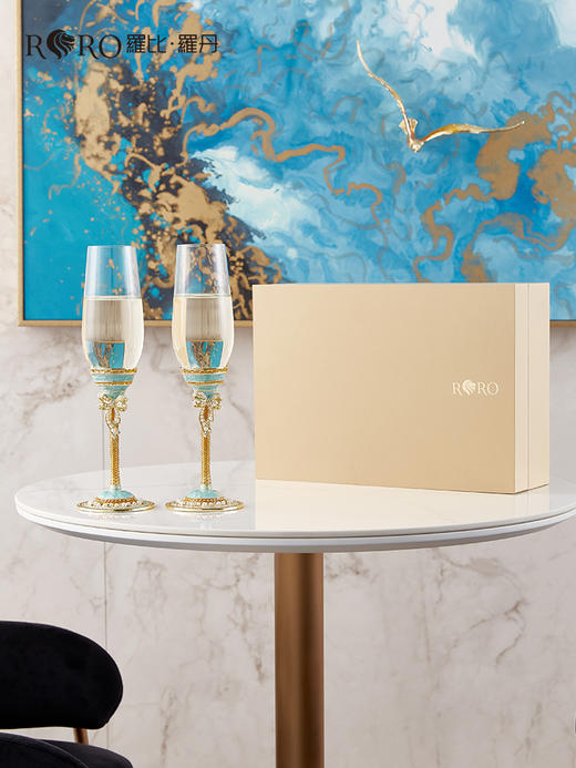 【彼达思】罗比罗丹 珍爱一生 香槟杯对杯 珐琅彩轻奢爱人亲人送礼自用高级家居品味 商品图2
