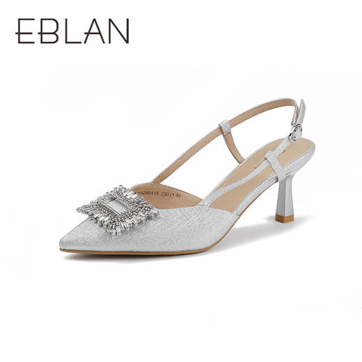 伊伴夏季细高跟后空高跟鞋重工饰扣凉鞋B25264280 商品图0