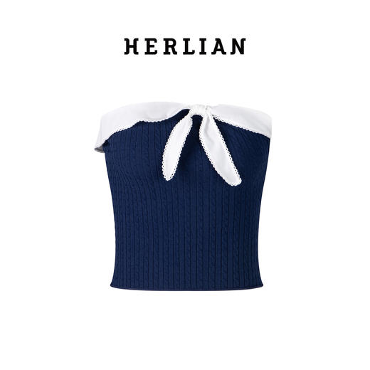 HERLIAN 2025夏季新品女士拼接撞色鱼骨裹胸纯欲背心 商品图0