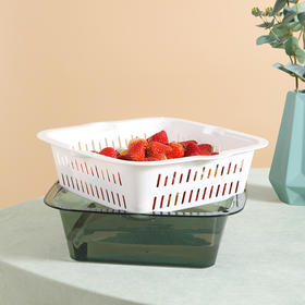 【沥水篮】美丽雅洗水果盆厨房淘菜滤水双层可堆叠漏盆大号（颜色随机）