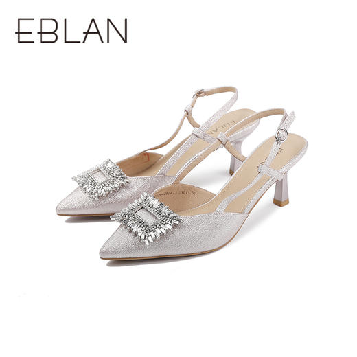 伊伴夏季细高跟后空高跟鞋重工饰扣凉鞋B25264280 商品图4