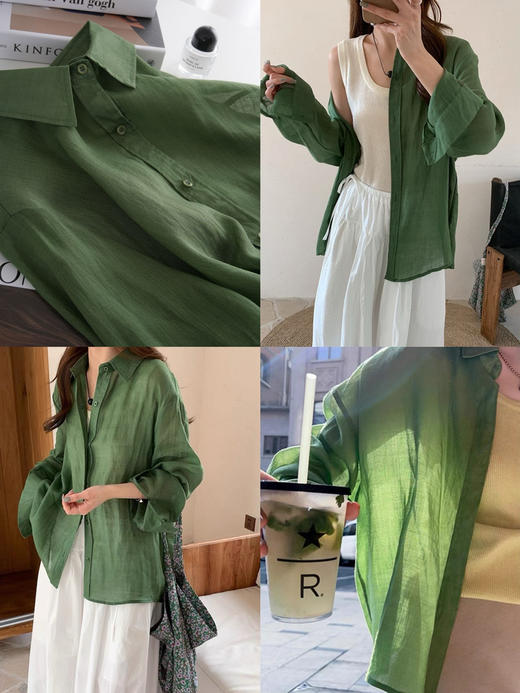 松石绿苎麻衬衫（锁 商品图4