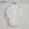 NUTS夏季新品纯色时尚优雅气质设计感百搭短袖衬衫429011358 商品缩略图0