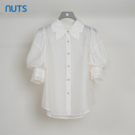 NUTS夏季新品纯色时尚优雅气质设计感百搭短袖衬衫429011358 商品图0