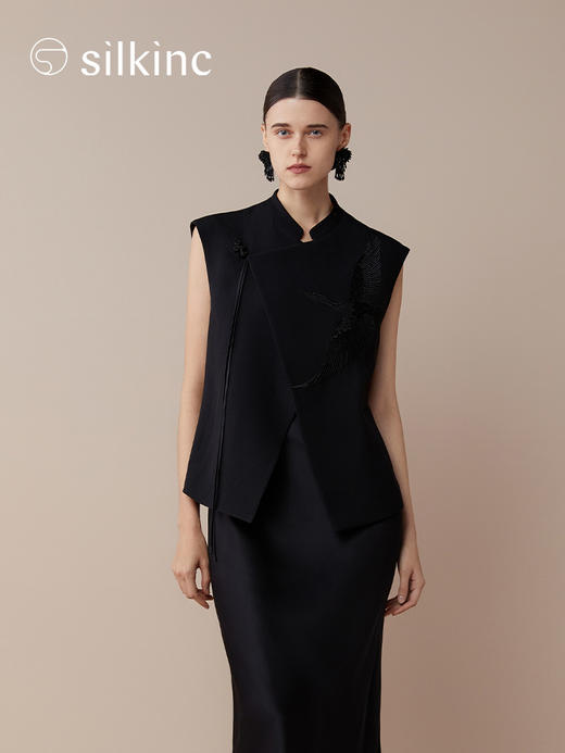 丝所｜S23N001 惊鸿斜襟马甲［ 黑A  / 白B  ] 商品图5