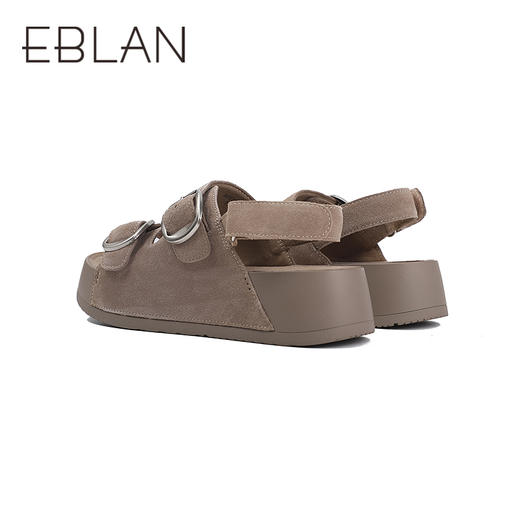 伊伴夏季懒人勃肯牛绒鞋面松弛厚底慵懒感凉鞋B25383308 商品图3