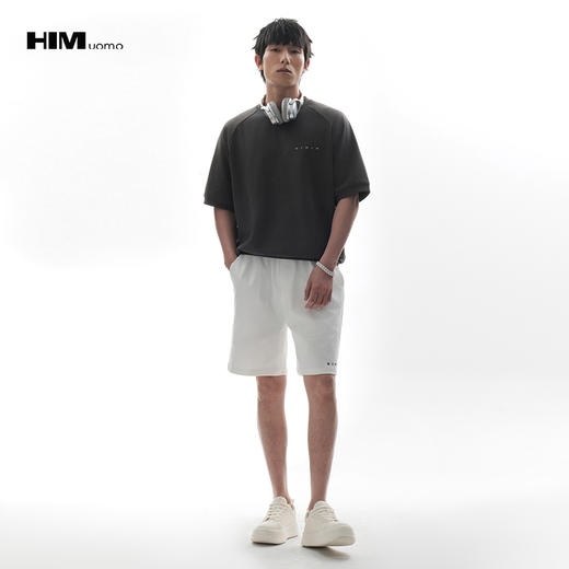 HIM漢崇  舒适透气休闲短裤简约撞色字母烧花运动五分裤 2026夏季 商品图1