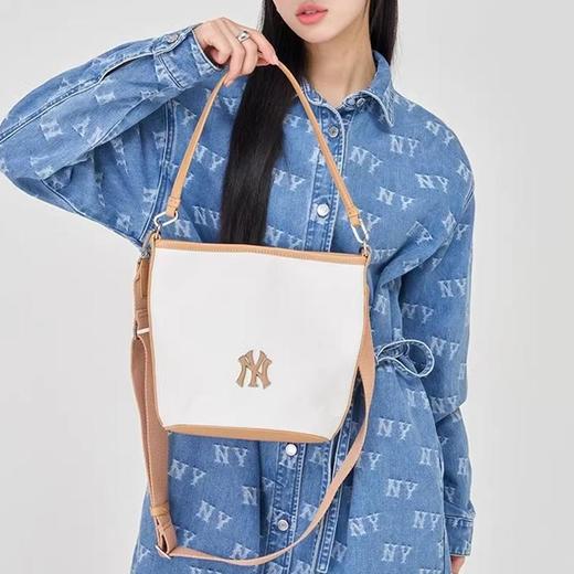 【MLB提花水桶包】男女情侣款暗纹提花斜跨水桶包 商品图8