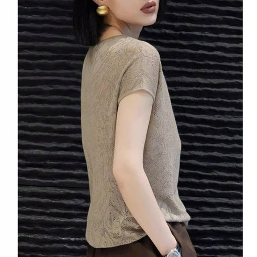 SMZ19023别致洋气短袖t恤夏季小众设计感提花减龄正肩上衣百搭小衫女 商品图2