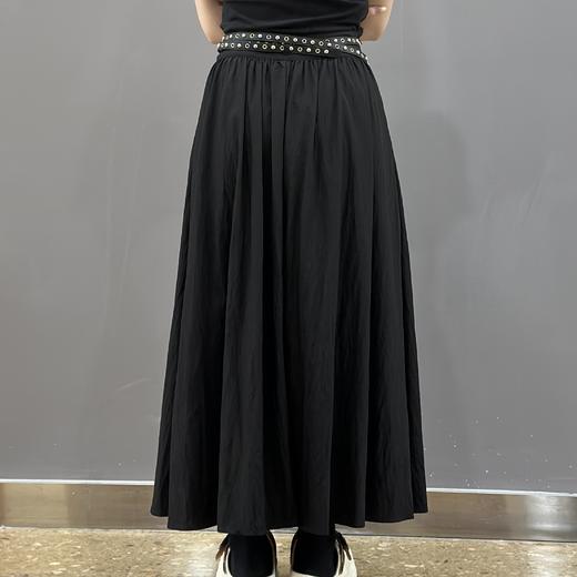 （无金属皮带）NC压褶中长半裙50419（黑）夏季152540040321 商品图1
