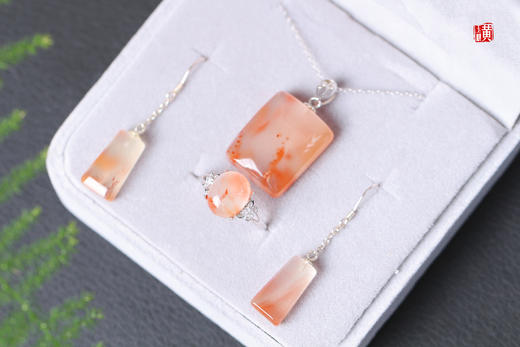 南红冰飘【冰绯云栖】套装，925银镶 商品图1