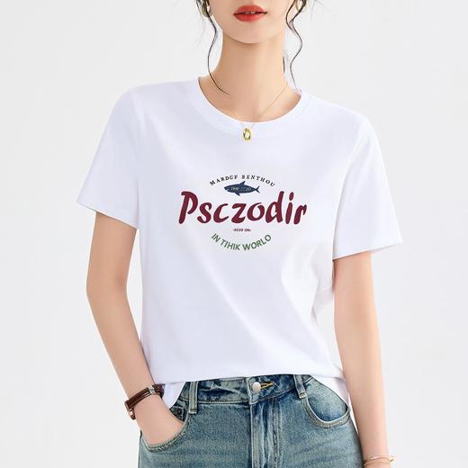 「自」全新升级【铂金会员109/天猫139/差价30】(10005)洛诗琳2025夏季宽松显瘦洋气薄款休闲nis正肩印花丝光棉T恤10005 商品图2