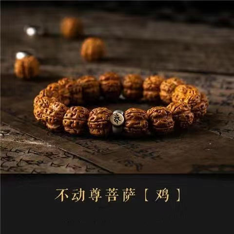 【超值购19.9抢❗金刚菩提手串】原创设计，本命佛天然满肉金刚，肉纹饱满油脂丰富，男女单圈手链复古民族风核桃念珠文玩盘玩把件QQ 商品图5