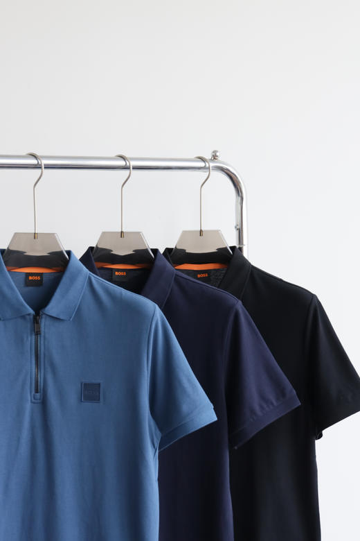 H.B 25新款 半拉链 方块标 翻领短袖POLO衫 TX487 商品图4