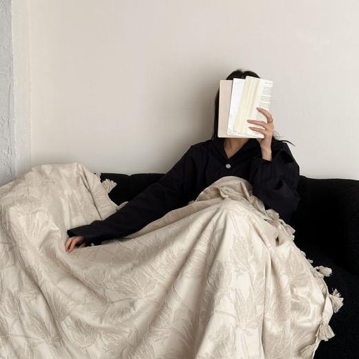 自然醒回归本真棉麻系列盖毯抱枕剪花流苏侘寂风高级感肌理纹提花午睡沙发巾空调休闲毯子MT 商品图4