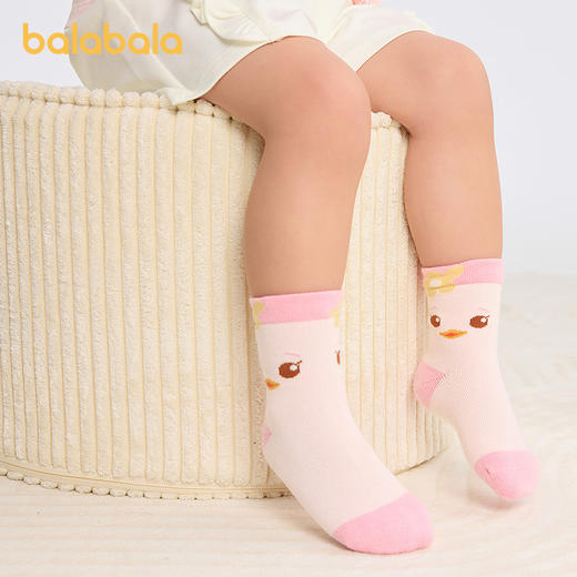 【萌鸡小队IP】巴拉巴拉宝宝袜子秋婴幼儿中筒袜无骨手工缝五双装 商品图2