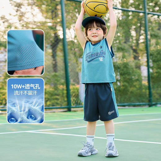 嘟嘟家儿童网眼背心套装男童短袖短裤小童儿童夏装新款婴儿衣服 商品图2