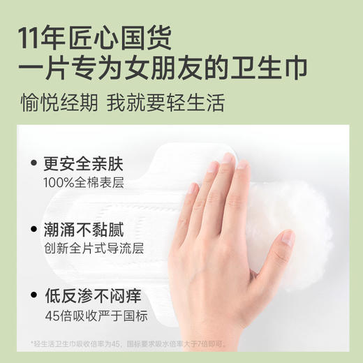 轻生活卫生巾女超薄日用夜用组合装纯棉姨妈巾整箱4日2夜1护1 （送日用试用*2） 商品图2